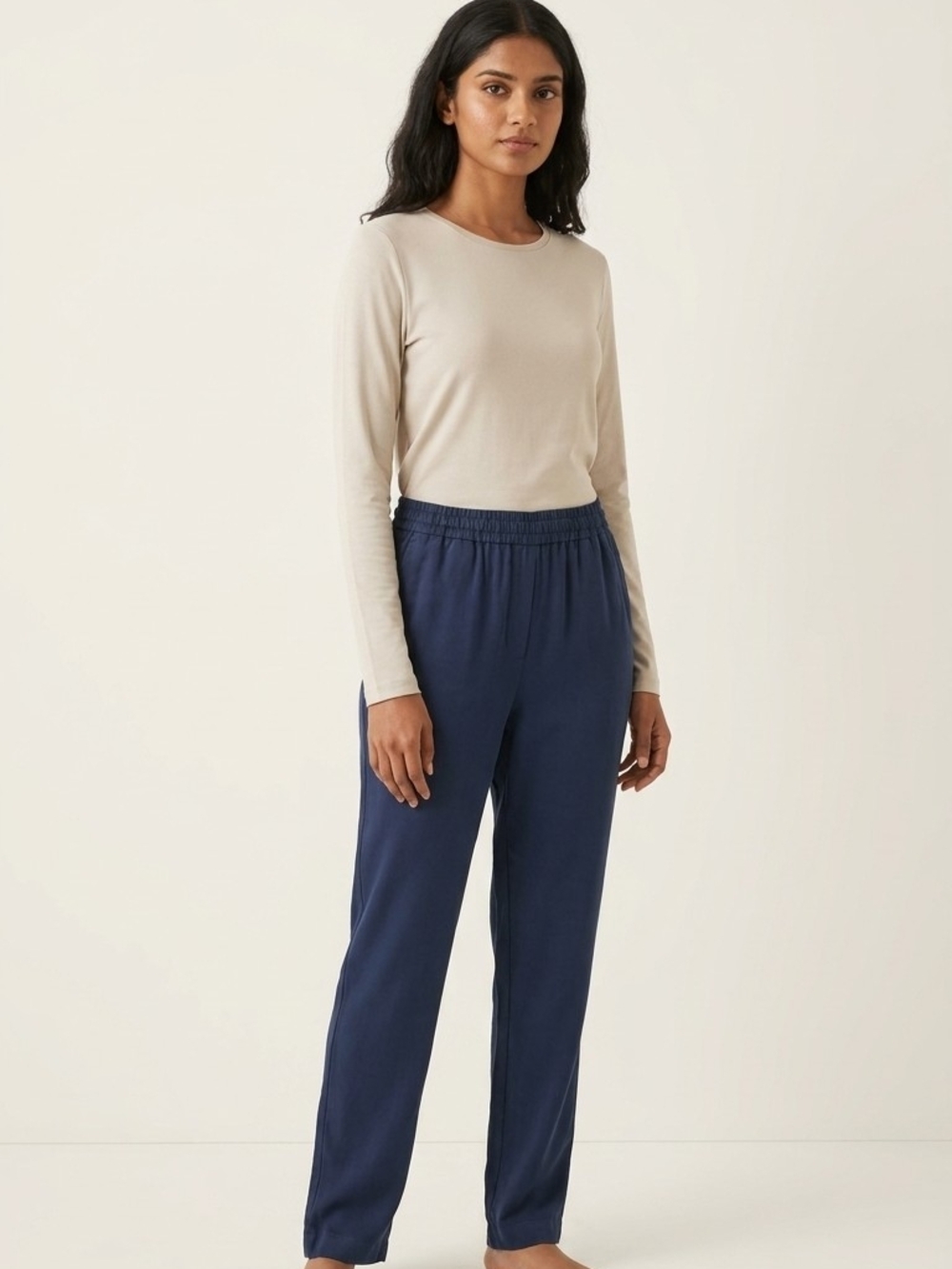 Women’s Elastic-Waist Navy Lounge Pants Size M